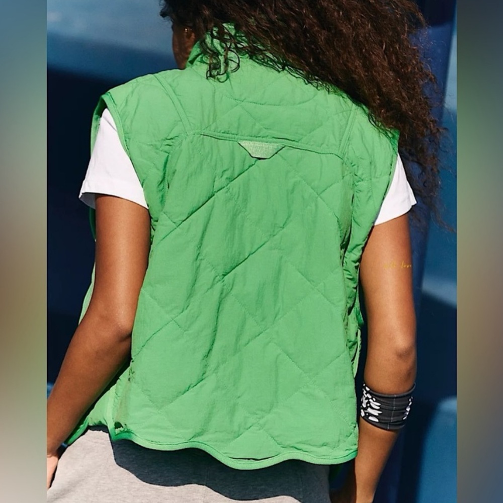 Free People Quinn Quilted Puffer Vest Green - Picture 2 of 6